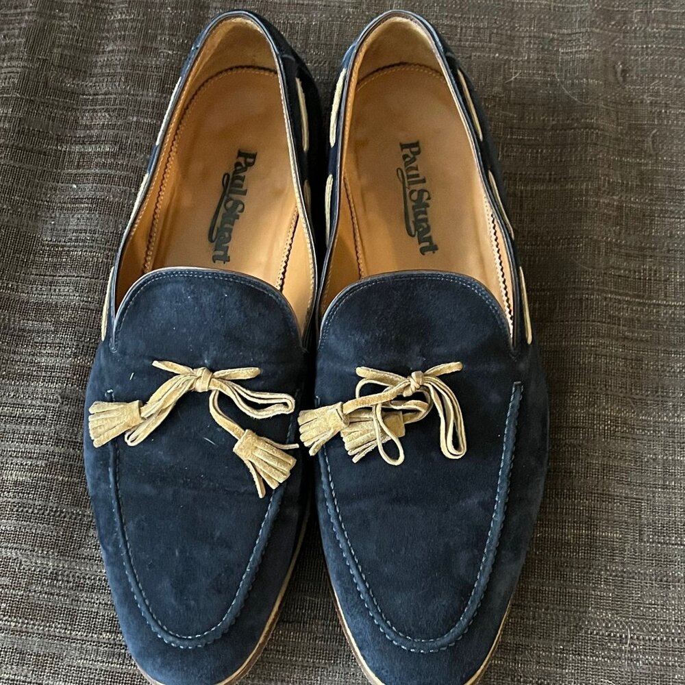 PAUL STUART Men's  Navy Suede Tassel Loafers Size 10